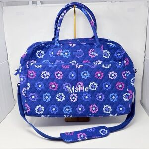 Vera Bradley Weekender Ellie Flowers Blue Travel Carry On Bag Marie Emb Retired